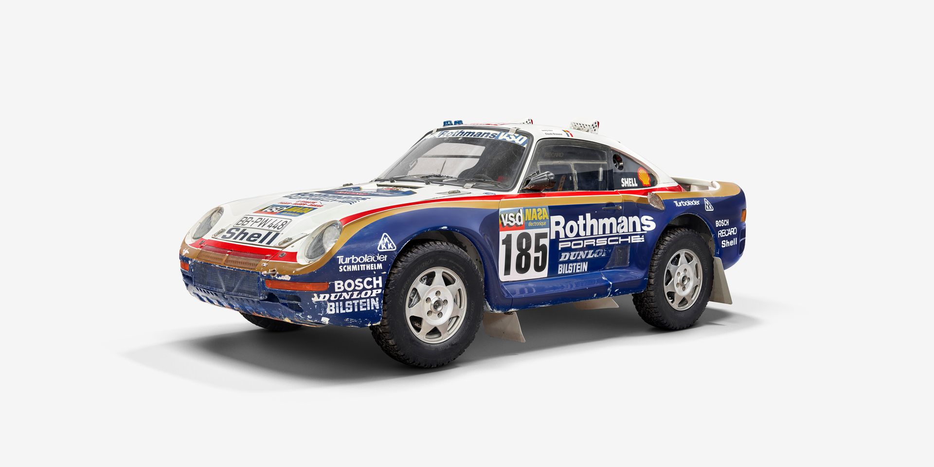 Placed second in the 1986 Paris-Dakar, the Porsche 959 Dakar from the 'Wundercar' exhibition